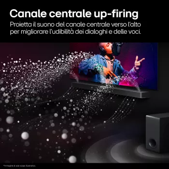 LG S95TR skaņas josla 9.1.5 kanāli 810 W RMS ar bezvadu 220 W zemfrekvences skaļruni, Melna