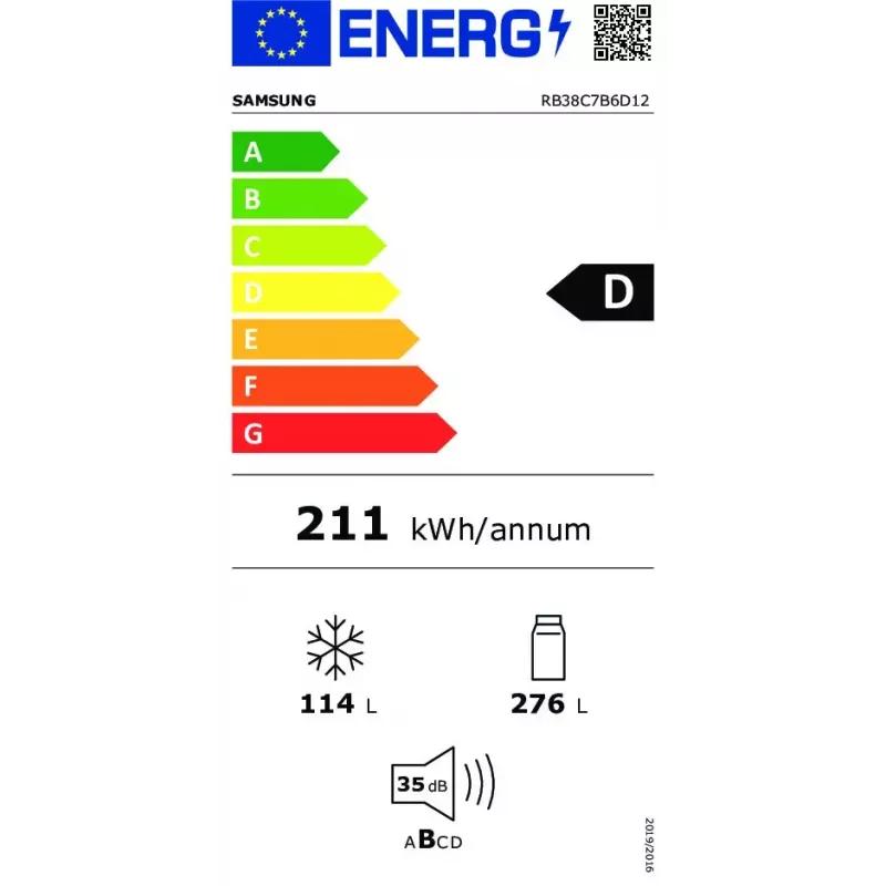 Samsung RB38C7B6D12 Brīvstāvošs Ledusskapis 390 L