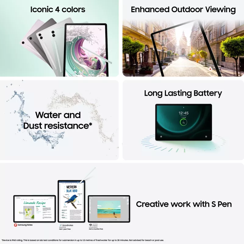 Samsung Galaxy Tab S9 FE+ 256 GB 12,4 inch Wi-Fi 6 Grey