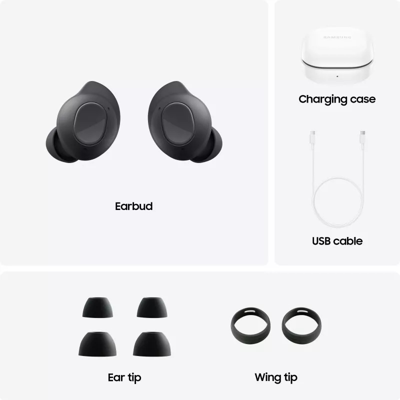 Samsung GALAXY BUDS FE GRAPHITE Bezvadu austiņas TWS Iekšējās Auss Zvanīšana/Mūzika/Sports/Ikdiena Bluetooth