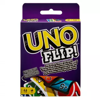 Kāršu spēle UNO FLIP! ar krāsu neredzīgiem pieejamu kavu bērniem, pieaugušajiem un ģimenes vakariem