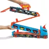 Hot Wheels City Speedway Hauler Carrier ar 3 rotaļu mašīnām, transportlīdzekļu komplekts, 4 gadi, Plastmasa, Pelēks, Daudzkrāsains