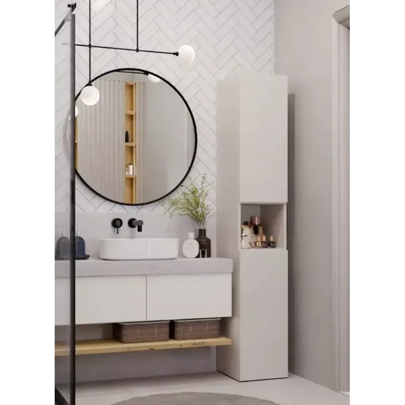 Brīvi stāvošs vannas istabas staba skapis Top E Shop NEL, 2-durvju, kazemīra lamināts, 1740×310×300 mm, 5 plaukti