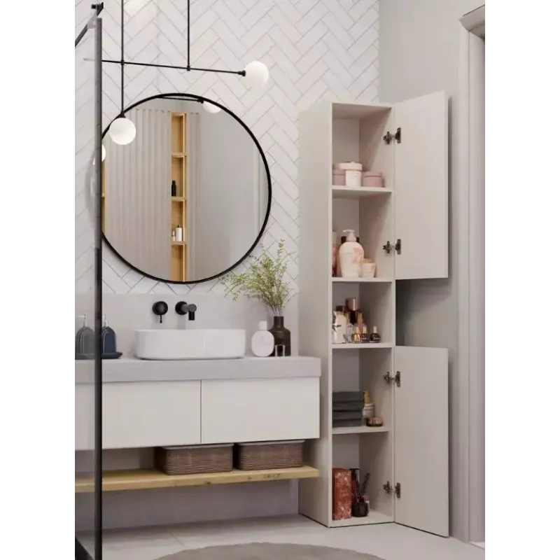 Brīvi stāvošs vannas istabas staba skapis Top E Shop NEL, 2-durvju, kazemīra lamināts, 1740×310×300 mm, 5 plaukti