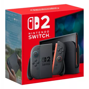 Spēļu konsole Nintendo Switch 2 Melna — 7.9 collu LCD 1920×1080, 120 Hz, 256 GB, 5220 mAh akumulators, Wi‑Fi 6, Bluetooth, HDR10