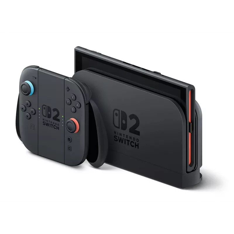 Spēļu konsole Nintendo Switch 2 Melna — 7.9 collu LCD 1920×1080, 120 Hz, 256 GB, 5220 mAh akumulators, Wi‑Fi 6, Bluetooth, HDR10