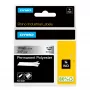 DYMO Rhino Industrial Pastāvīgās poliestera etiķetes | 19 mm x 5,5 m | Melns drukāts uz metāliska | Pašlīmējošas | Rhino un LabelManager marķētājiem