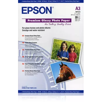 Epson Premium Glossy Photo Papīrs, A3, 255g/m², 20 loksnes