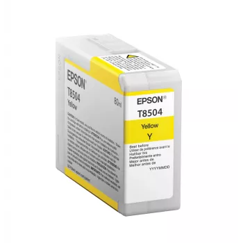 Epson vienas krāsas dzeltenā kasetne T850400, dzeltena, pigmenta tinte, 80 ml, 1 gab.