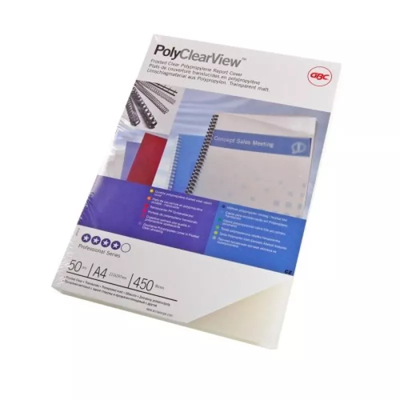 GBC Binding Cover Poly Clear View A4 350 Mikronu Caurspīdīgs