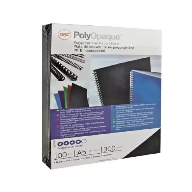 GBC Binding Cover Poly Opaque A4 300 Micron, A4, PVC, Zils, Matēts, 0.3 mm, 100 gab.