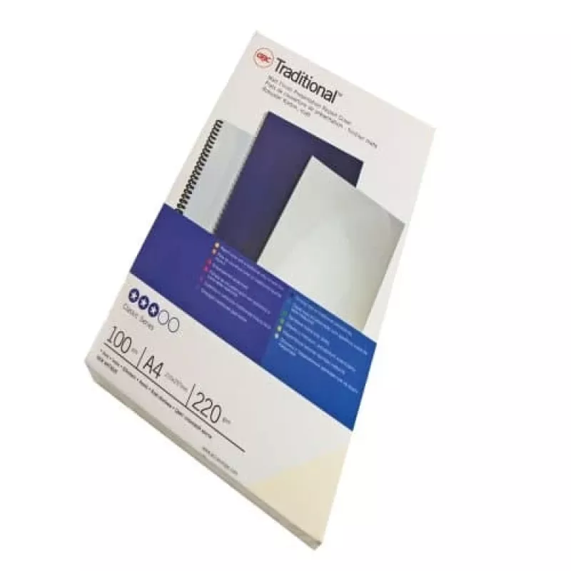 GBC Binding Cover A4 Plain 250 gsm, A4, Kartons, Balts, Matēts, 100 loksnes, 2.2 kg