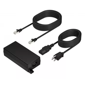 HP Poly PoE++ 65W 2.5G adapteris ar 3,66 m CAT6A kabeli un strāvas vadu