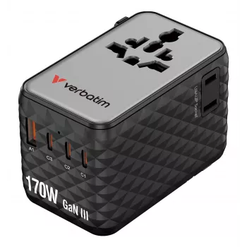 Verbatim Charge 'n' Travel 170W Universāls Ceļojumu Adapteris Melns
