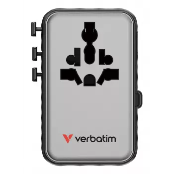 Verbatim Charge 'n' Travel 100W universāls ceļojumu adapteris ar ievelkamu kabeli Melns