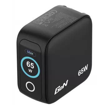 Verbatim Mini GaN Lādētājs 65W ar Displeju, Iekštelpām, Maiņstrāva, 20 V, Melns