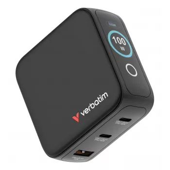Verbatim Mini GaN Lādētājs 100W ar Displeju, Melns