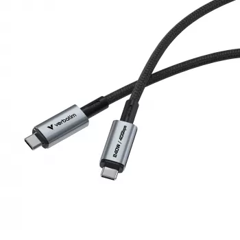 Verbatim Sync & Charge USB C uz USB C 240W 40 Gbps 120 cm, 1.2 m, melns
