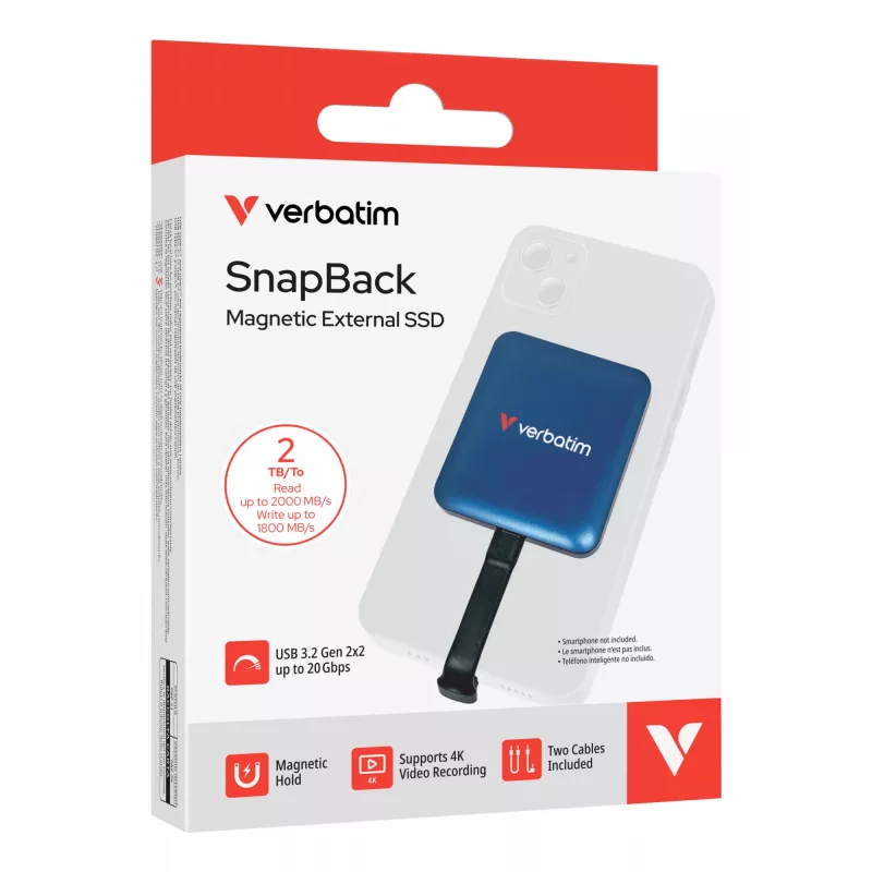 Verbatim SnapBack SSD 2TB Blue Metallic — ārējais SSD 2 TB, USB-C, USB 3.2 Gen 2x2, 2000 MB/s