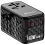 Verbatim UTA-10 140W GaN III universāls ceļojumu adapteris ar 2 x USB-C PD 3.1 & QC 4+, 1 x USB-C PD 3.0 un 1 x USB-A QC 3.0 portiem