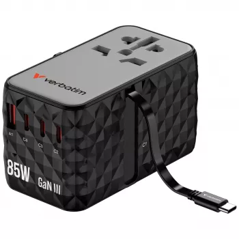 Verbatim Charge 'n' Travel Diamond 85W Ceļojumu lādētājs ar ievelkamu kabeli CNT-02