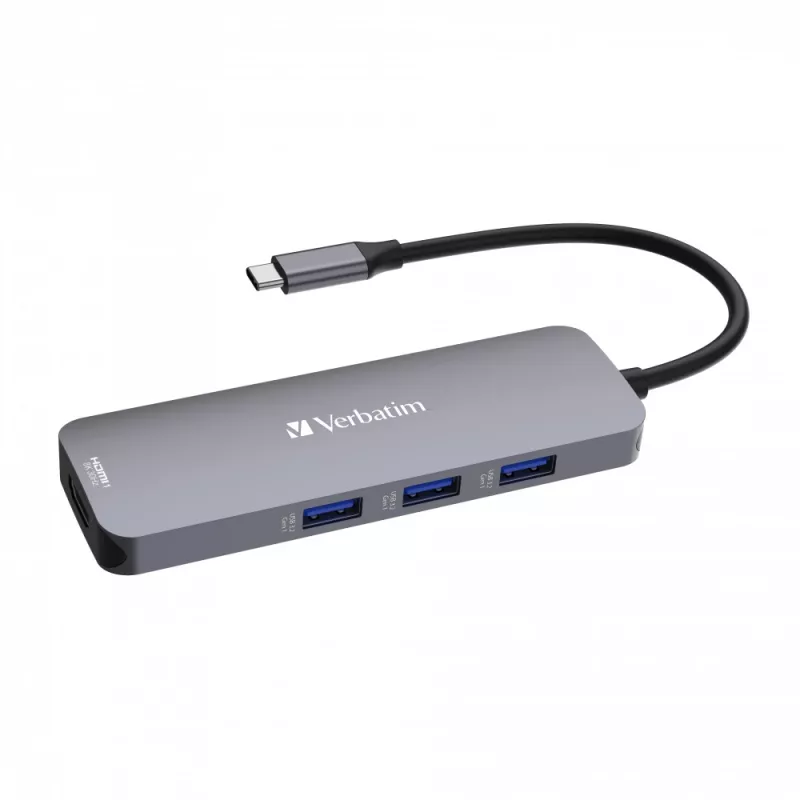 Verbatim CMH-08 USB Type-C 8 portu centrmezgls 5000 Mbit/s Sudrabs