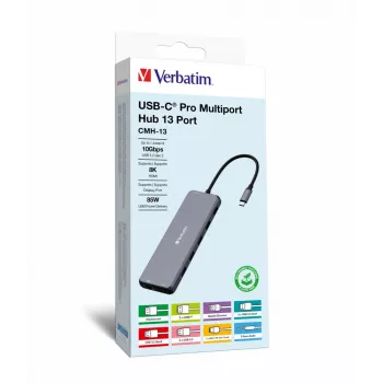 Verbatim CMH-13 USB Type-C Hubs 13 portu sudraba krāsā