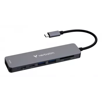 Verbatim USB-C Essentials Multiport Hub 7 porti: HDMI, USB-C, USB-C 3.2 Gen 1, 2 x USB-A 3.2 Gen 1, SD & microSD