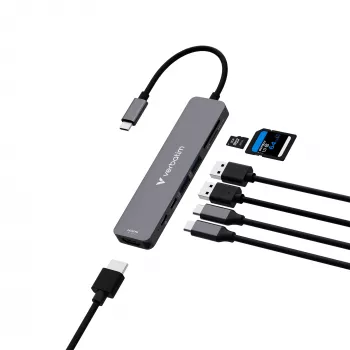 Verbatim USB-C Essentials Multiport Hub 7 porti: HDMI, USB-C, USB-C 3.2 Gen 1, 2 x USB-A 3.2 Gen 1, SD & microSD