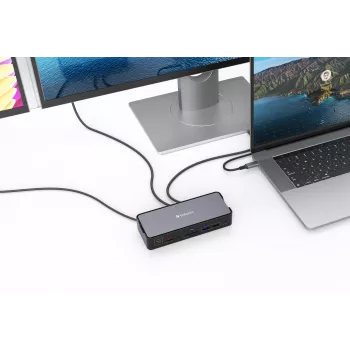 Verbatim CDS-15 vadu USB 3.2 Gen 1 (3.1 Gen 1) Type-C dokstacija, melna, pelēka