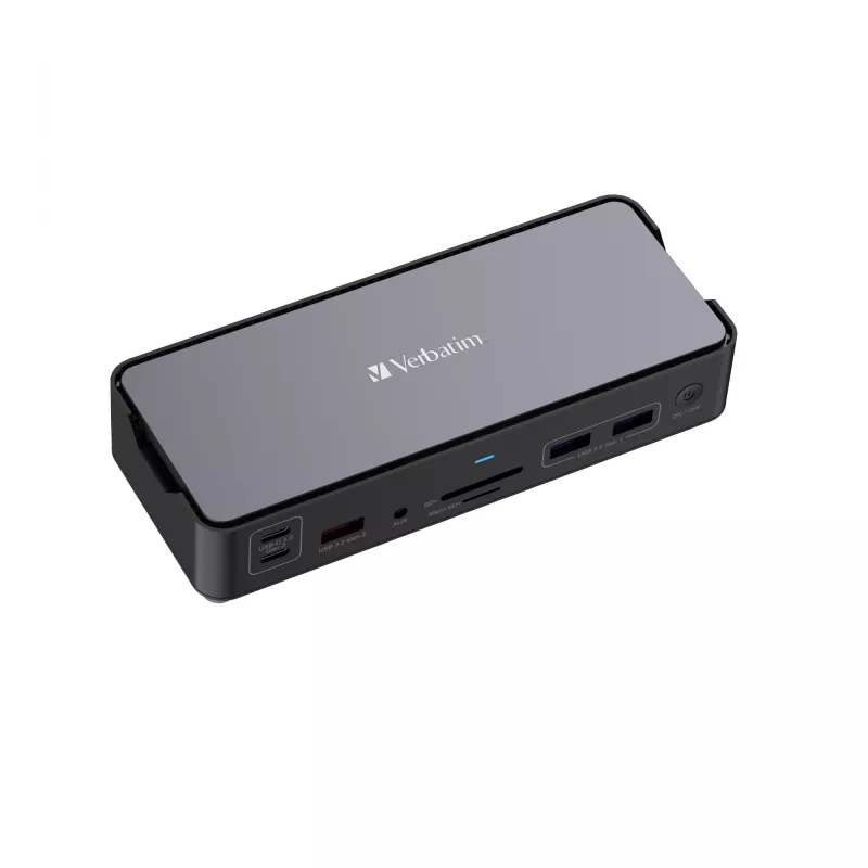 Verbatim CDS-15 vadu USB 3.2 Gen 1 (3.1 Gen 1) Type-C dokstacija, melna, pelēka