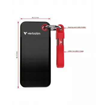 Verbatim Pocket SSD USB 3.2 Gen 2 2TB Melns/Sarkans