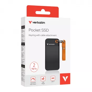 Verbatim Pocket SSD USB 3.2 Gen 2 2TB Melns/Oranžs