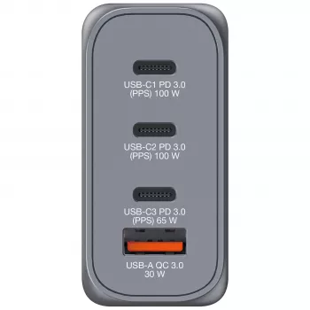 Verbatim GNC-100 GaN lādētājs 100W ar 2 x USB-C PD 100W / 1 x USB-C PD 65W / 1 x USB-A QC 3.0 (ES/UK/US)