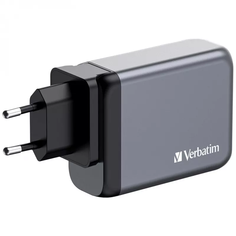 Verbatim GNC-100 GaN lādētājs 100W ar 2 x USB-C PD 100W / 1 x USB-C PD 65W / 1 x USB-A QC 3.0 (ES/UK/US)