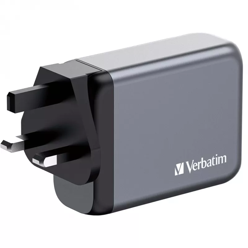 Verbatim GNC-100 GaN lādētājs 100W ar 2 x USB-C PD 100W / 1 x USB-C PD 65W / 1 x USB-A QC 3.0 (ES/UK/US)