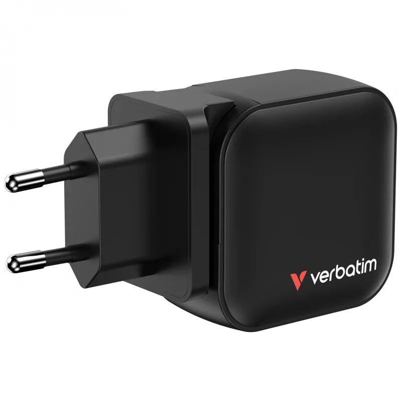 Verbatim Mini GaN Lādētājs 70W 3 Porti US spraudnis ar EU un UK adapteriem