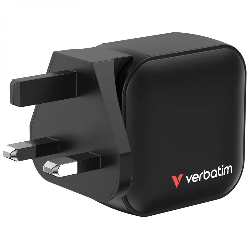 Verbatim Mini GaN Lādētājs 70W 3 Porti US spraudnis ar EU un UK adapteriem