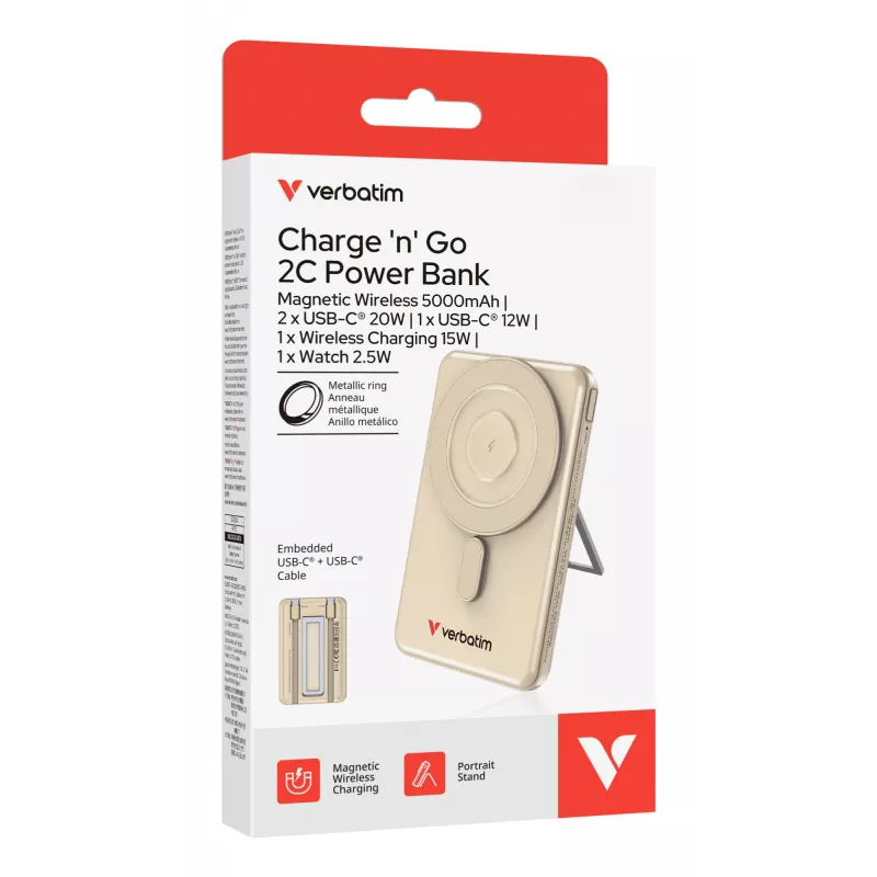 Verbatim Charge'n'Go 2C Power Bank 5000 mAh Zelts