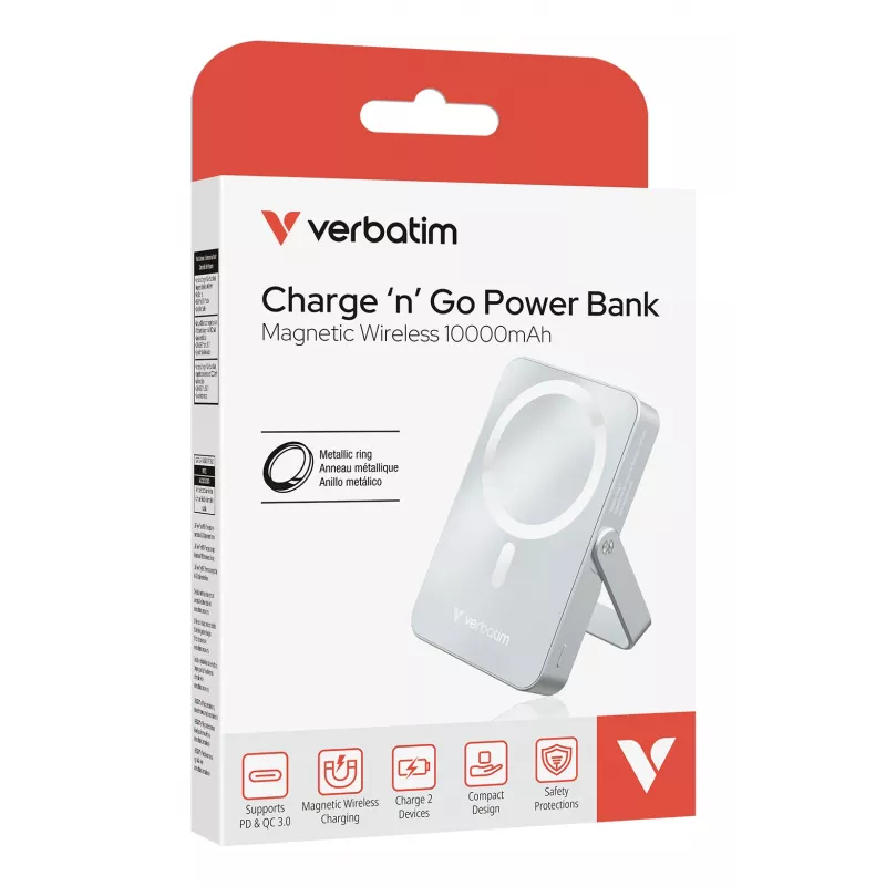 Verbatim Charge 'n' Go magnētiskais bezvadu barošanas bloks ar statīvu - 10000 mAh Zils