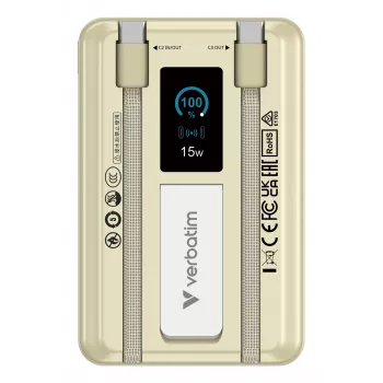Verbatim Charge'n'Go 2C & Display Power Bank 10000 mAh Zelts