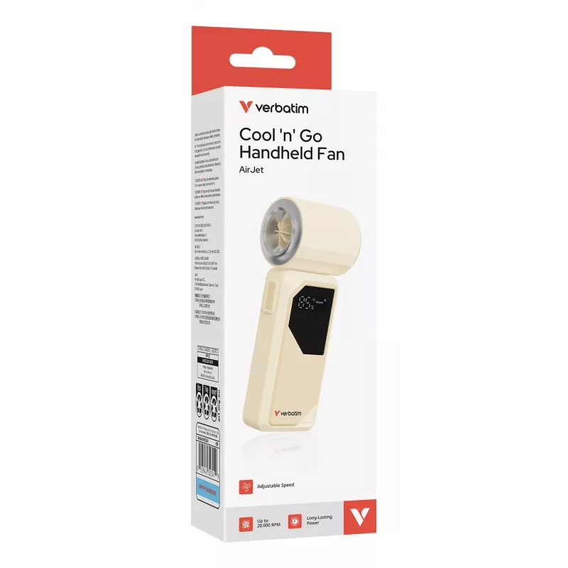 Verbatim Cool'n'Go AirJet Rokas Ventilators Balts/Sudrabs
