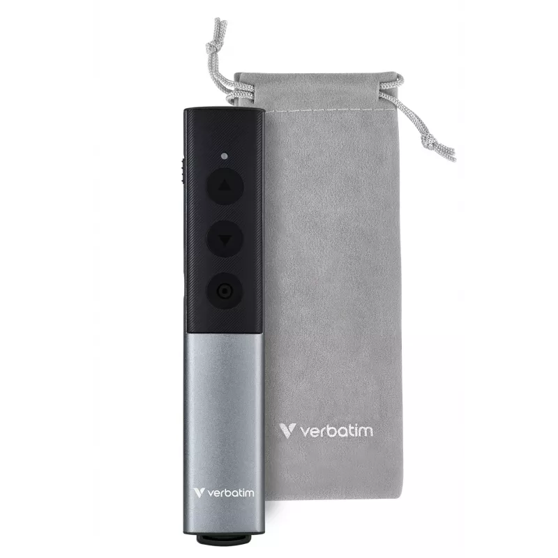 Verbatim Agenda Bezvadu Prezentācijas Rādītājs ar Sarkano Lāzera Rādītāju, RF, USB, 100 m, Melns, Sudrabs