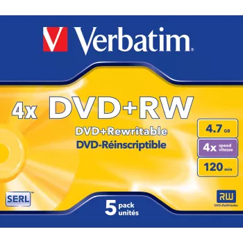 Verbatim VB-DPW44JC, DVD+RW, 120 mm, Jewel case, 5 gab., 4.7 GB