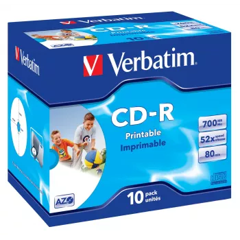 Verbatim CD-R AZO Wide Inkjet Printable 700 MB 52x 10 gab.