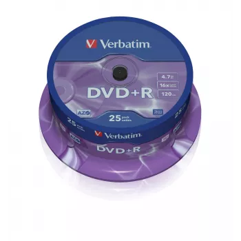 Verbatim VB-DPR47S2A, DVD+R, 120 mm, vārpsta, 25 gab., 4.7 GB