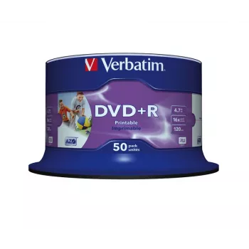 Verbatim DVD+R Wide Inkjet Printable 4.7 GB 16x 50 gab. vārpsta