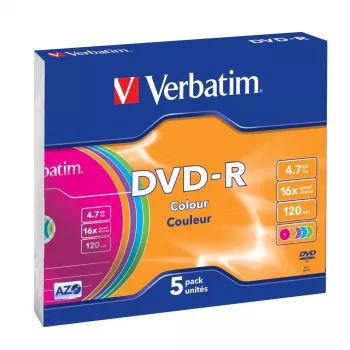 Verbatim DVD-R Colour 4.7 GB 5 gab.