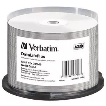 Verbatim CD-R 52x DataLifePlus 700 MB 50 gab. (spolē)