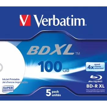 Verbatim BD-R XL 100GB 4x Plaša tintes drukājama virsma 5 gab. Jewel Case